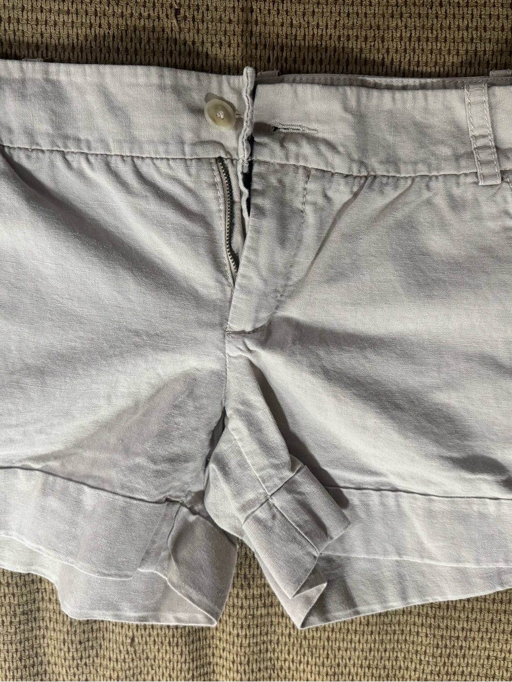 Express Light Gray High Waist Ruffle Hem Shorts
